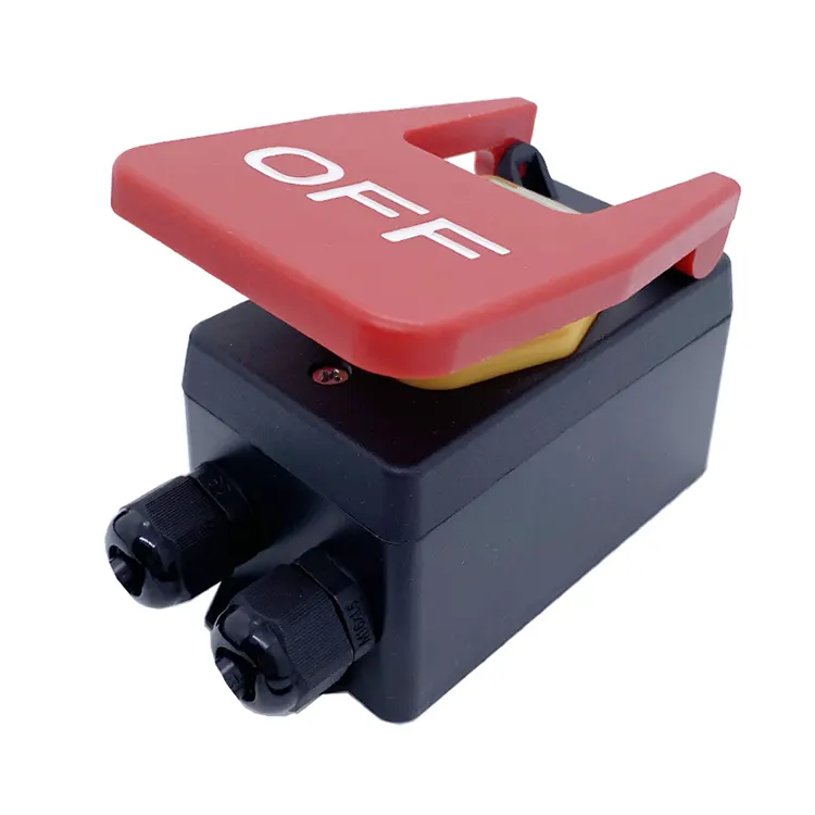 16 একটি বড় লাল অফ প্যানেল পুশ বোতাম বাক্সের সাথে ইলেক্ট্রোম্যাগনেটিক সুইচ