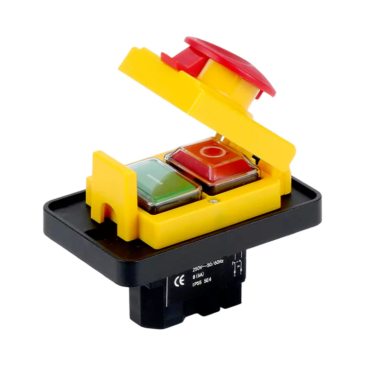 8A বড় প্যানেল জরুরী স্টপ কভার পুশ বোতাম ইলেক্ট্রোম্যাগনেটিক সুইচ